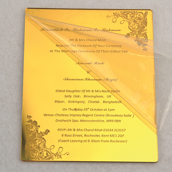 Acrylic invitation card